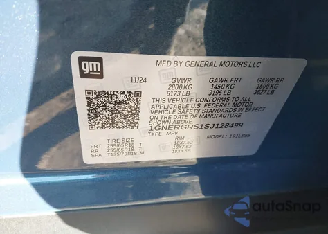 2025 Chevrolet Traverse Fwd Lt from USA, damaged, VIN 1GNERGRS1SJ128499